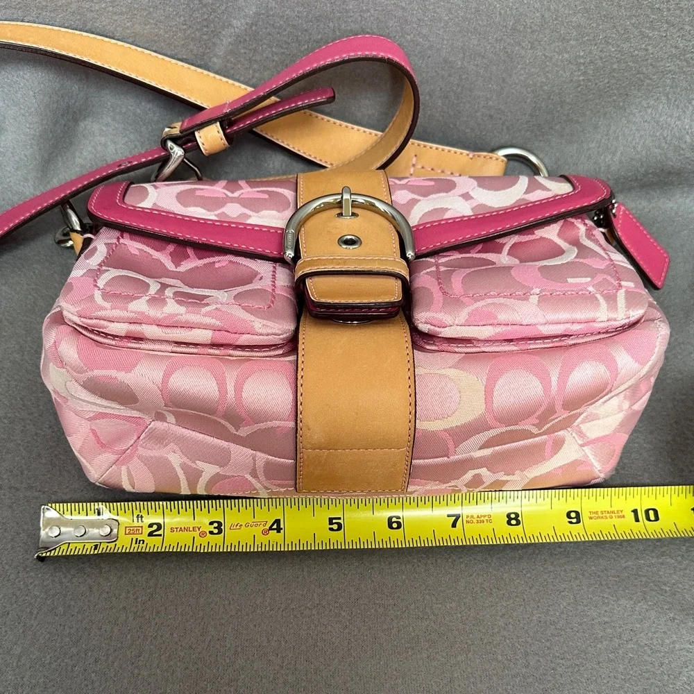 Coach 1854 Pink Signature Jacquard Buckle Flap Crossbody with Tag RARE Vintage - Picture 13 of 16